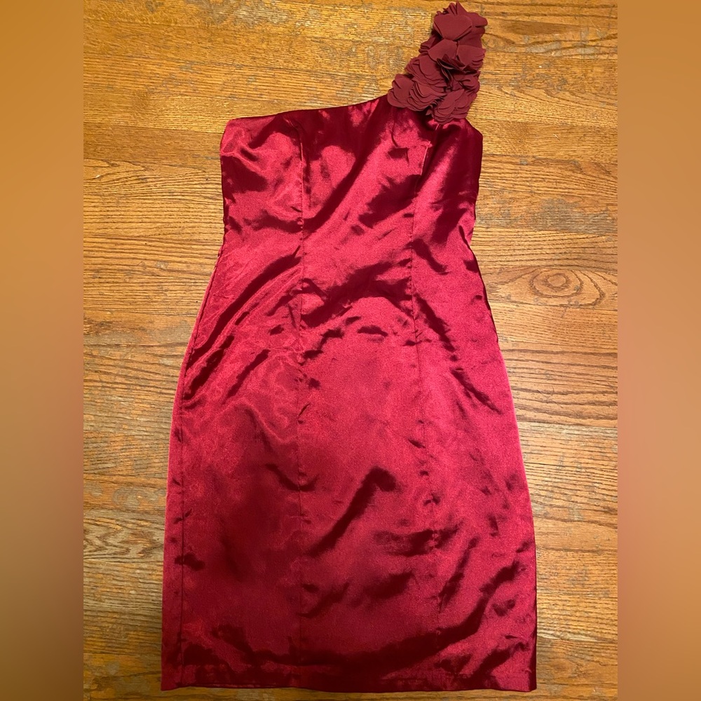 Christopher Straub for Maurices red Silk One Shoulder Dress